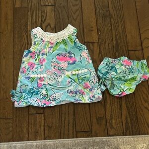 Lilly Pulitzer Floral Kids Dress Set - Blue and Pink